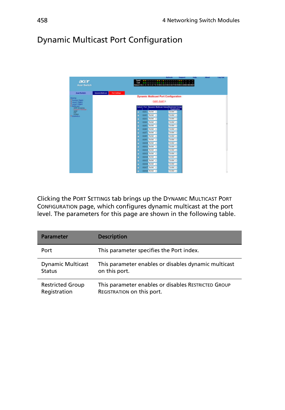 Dynamic multicast port configuration | Acer AB460 F1 User Manual | Page 478 / 618