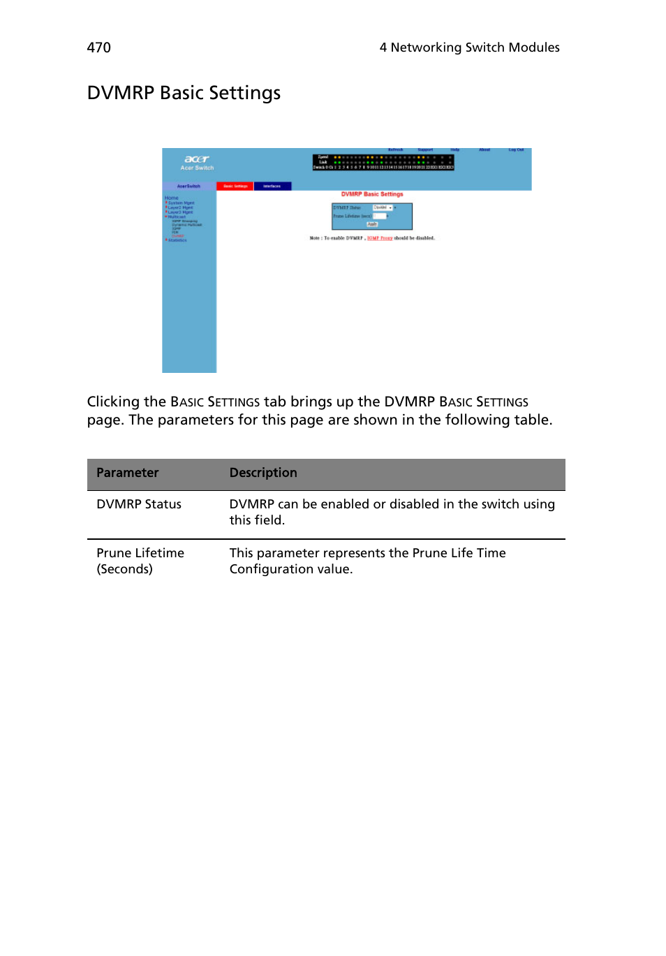 Dvmrp basic settings | Acer AB460 F1 User Manual | Page 490 / 618