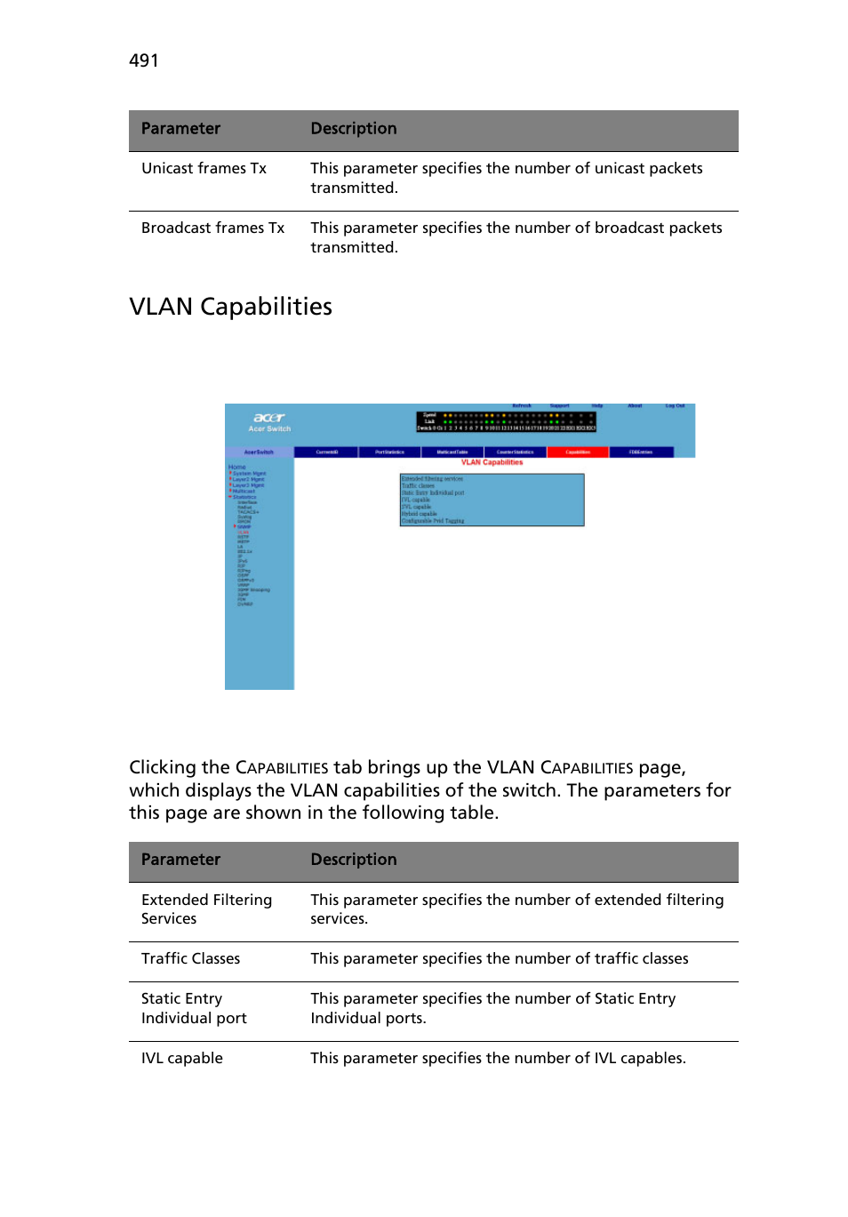 Vlan capabilities | Acer AB460 F1 User Manual | Page 511 / 618