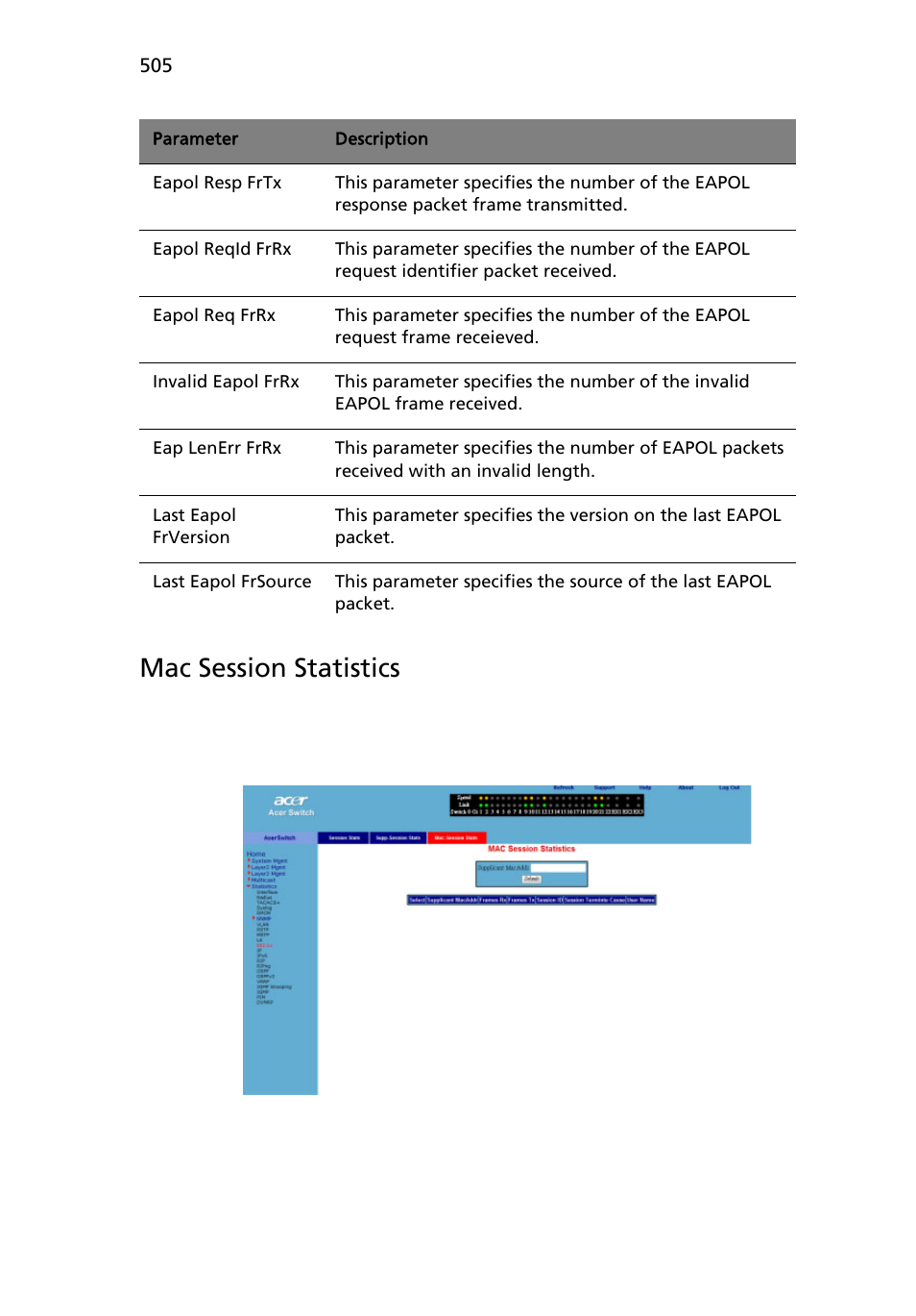 Mac session statistics | Acer AB460 F1 User Manual | Page 525 / 618