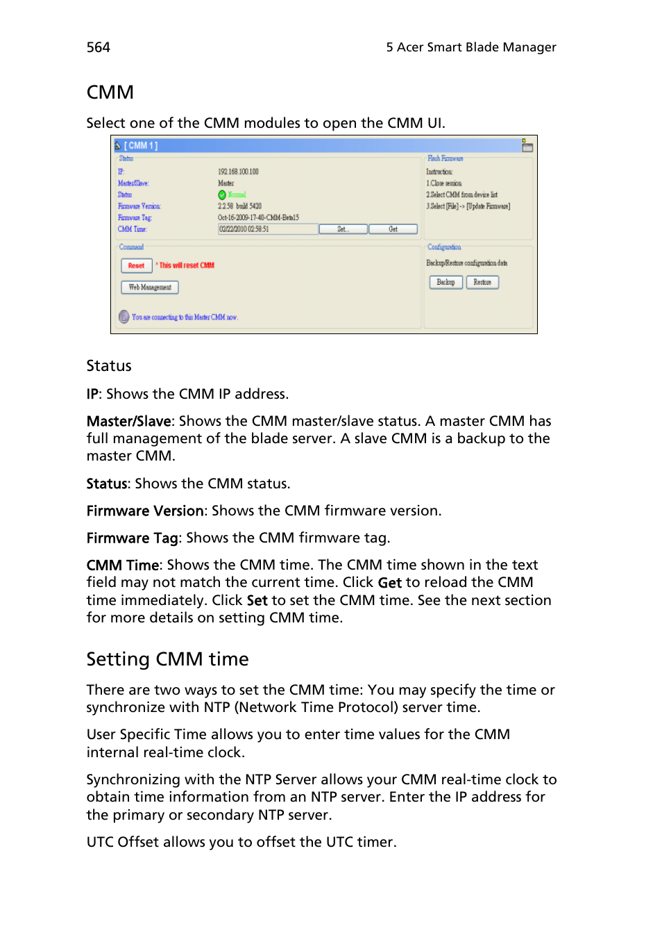 Setting cmm time | Acer AB460 F1 User Manual | Page 584 / 618