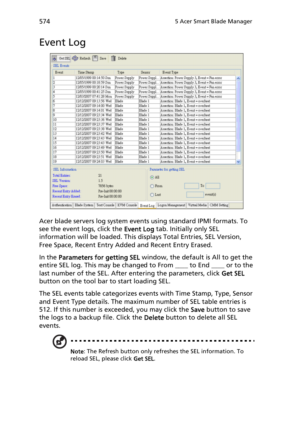 Event log | Acer AB460 F1 User Manual | Page 594 / 618