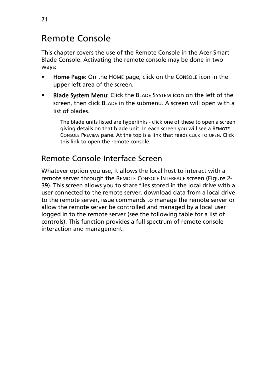 Remote console, Remote console interface screen | Acer AB460 F1 User Manual | Page 91 / 618