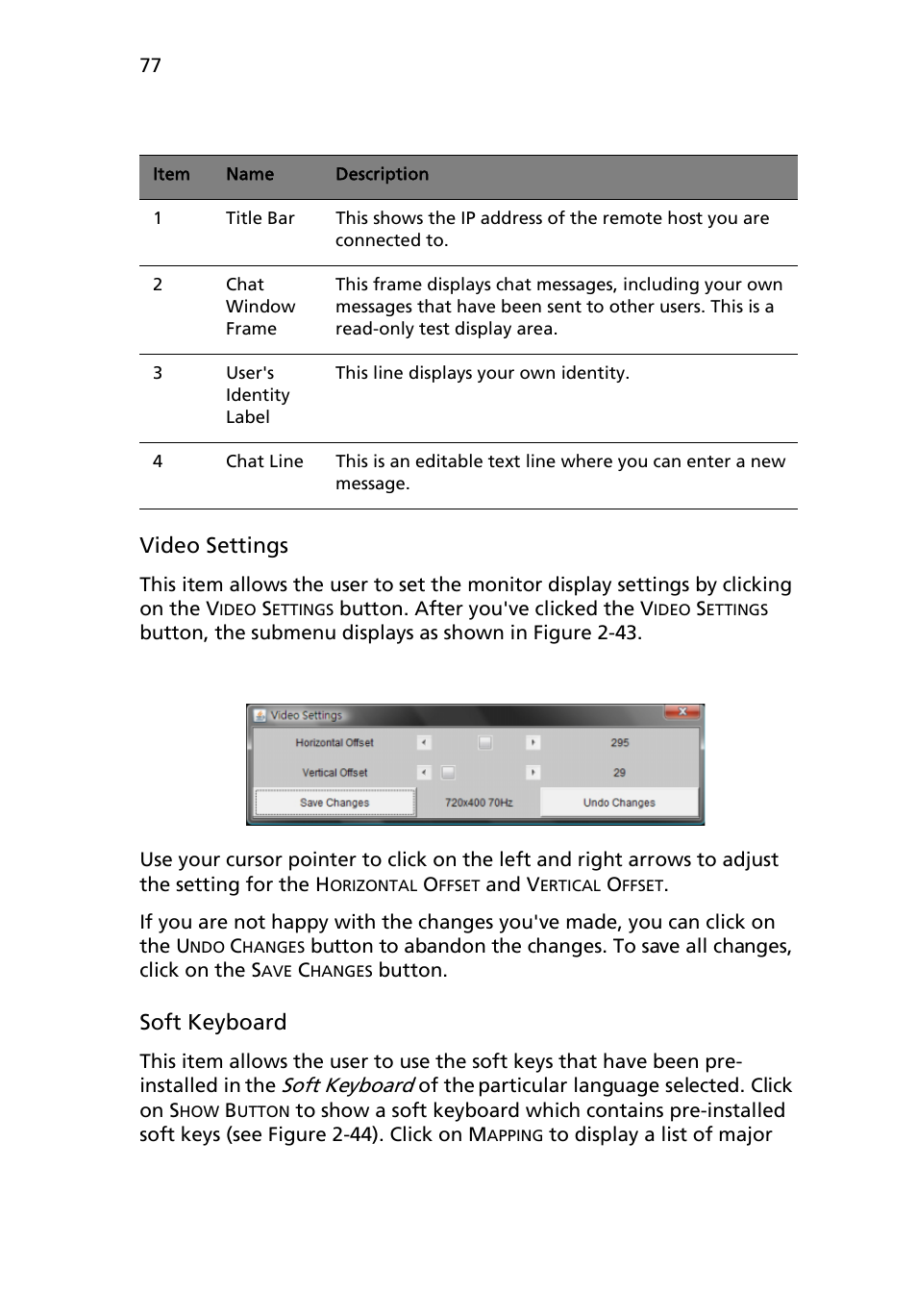 Video settings, Soft keyboard | Acer AB460 F1 User Manual | Page 97 / 618