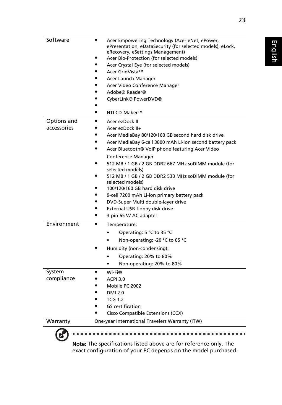 Eng lis h | Acer TravelMate 6452 User Manual | Page 43 / 96