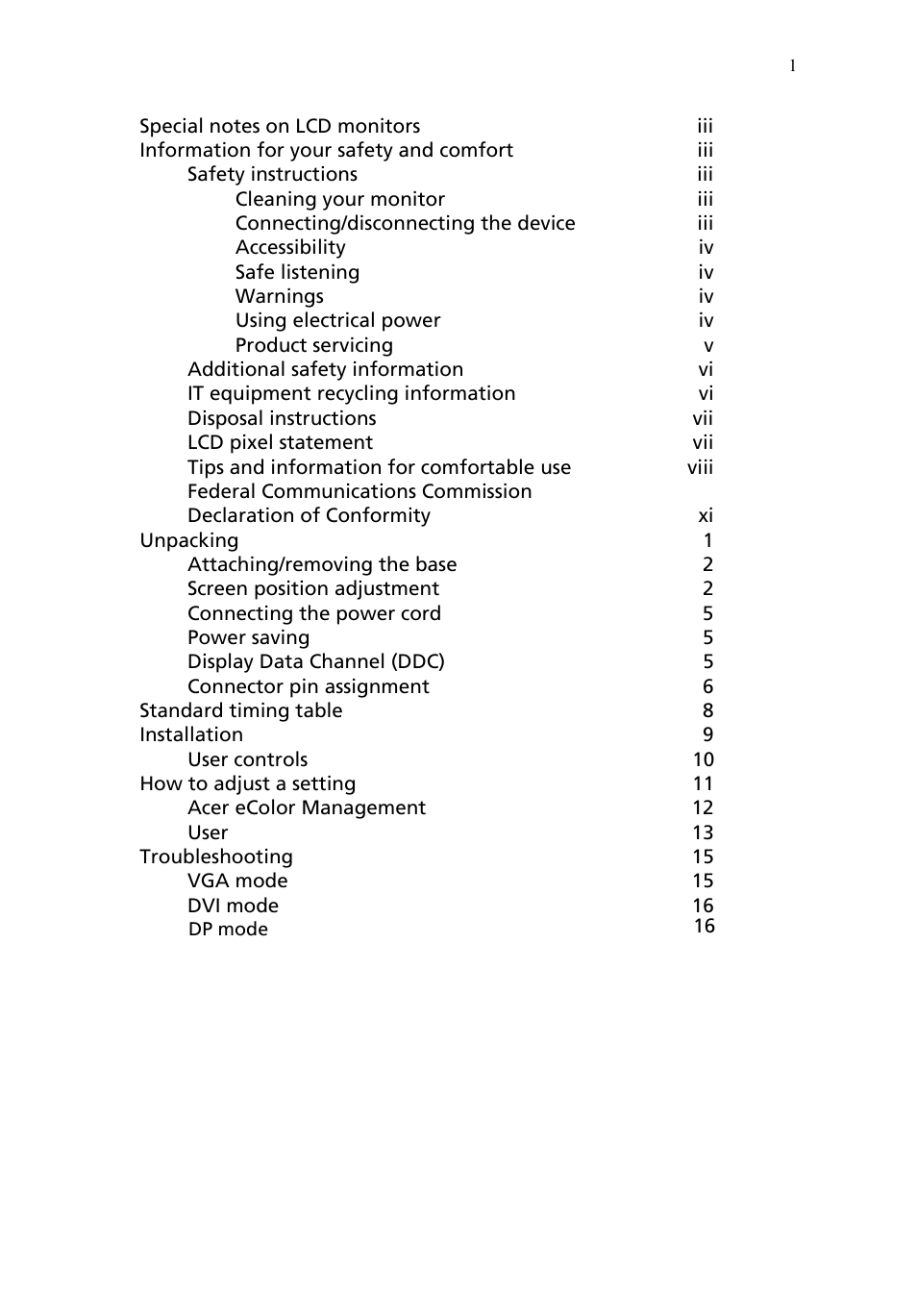 Acer B276HL User Manual | Page 12 / 29