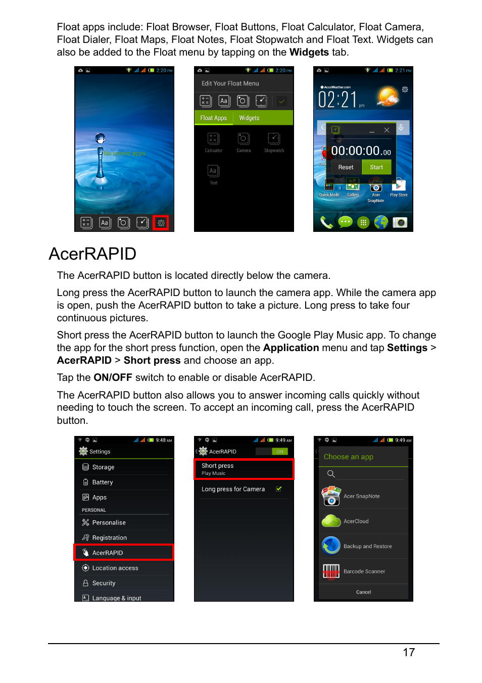 Acerrapid | Acer Z160 User Manual | Page 17 / 63