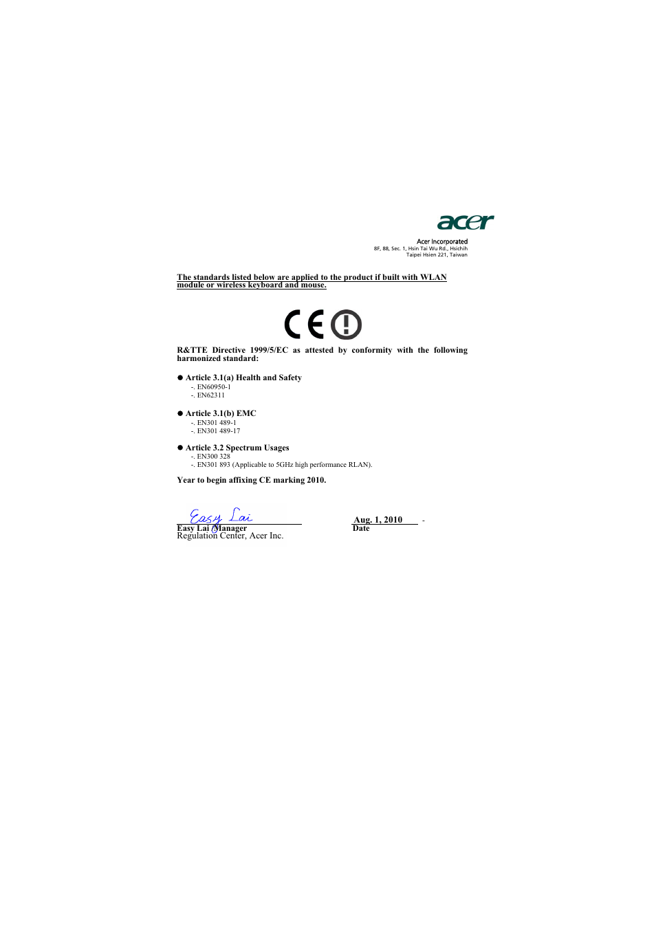 Acer H7531D User Manual | Page 55 / 56