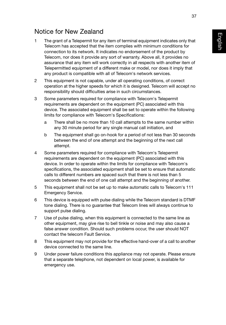 Notice for new zealand | Acer Predator G5920 User Manual | Page 47 / 52
