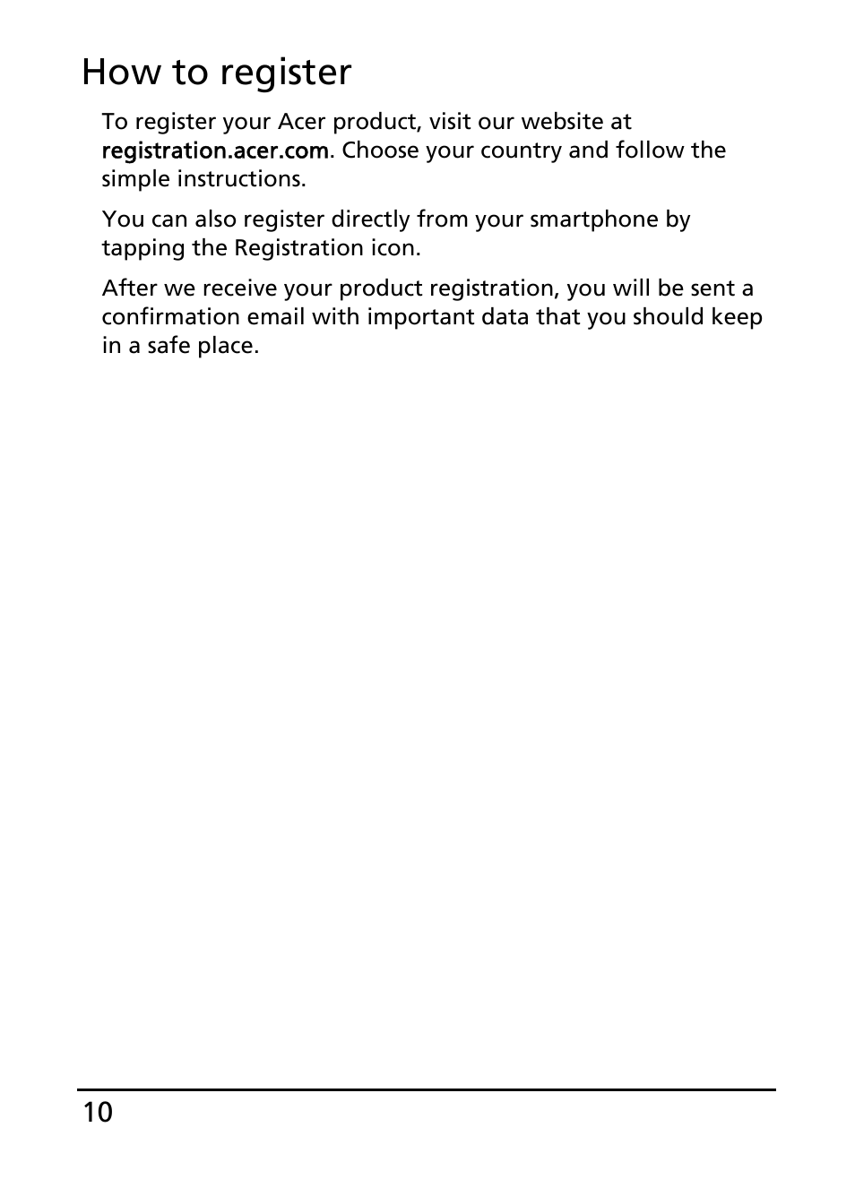 How to register | Acer E110 User Manual | Page 10 / 76