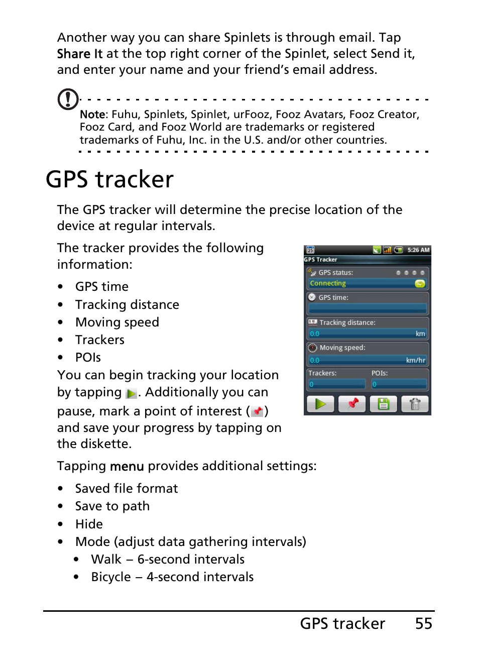 Gps tracker | Acer E110 User Manual | Page 55 / 76