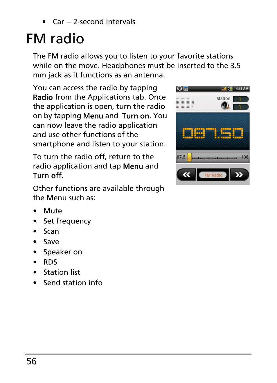 Fm radio | Acer E110 User Manual | Page 56 / 76