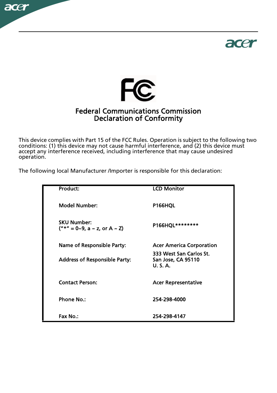 En-20 | Acer P166HQL User Manual | Page 21 / 21