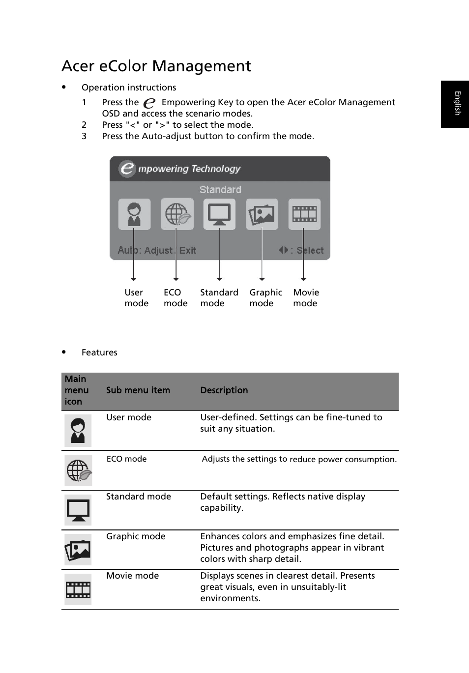 Acer ecolor management | Acer B243PHL User Manual | Page 25 / 29