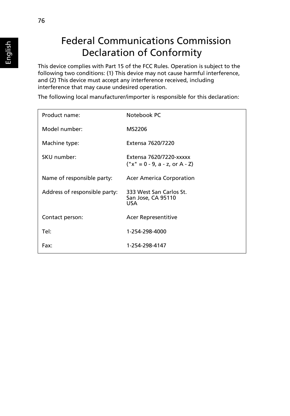 Acer Extensa 7620Z User Manual | Page 96 / 100