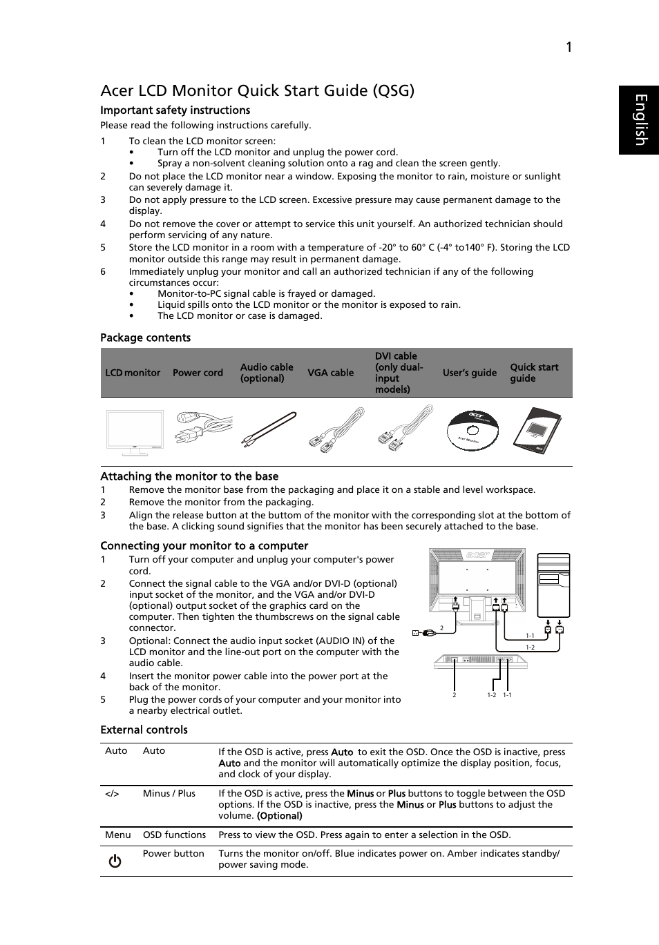 Acer B193W User Manual | 2 pages