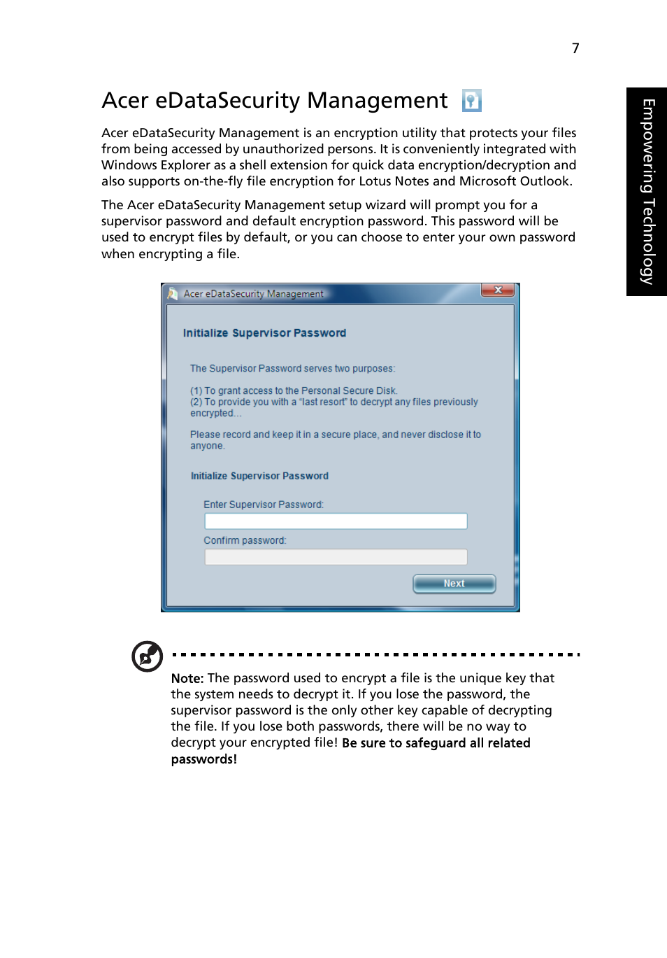 Acer edatasecurity management | Acer TravelMate 4310 User Manual | Page 25 / 101