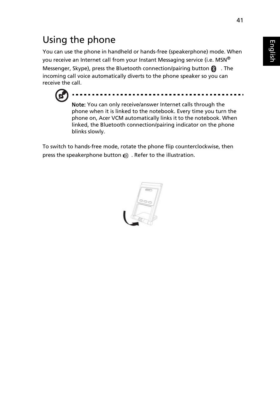 Using the phone | Acer TravelMate 4310 User Manual | Page 59 / 101