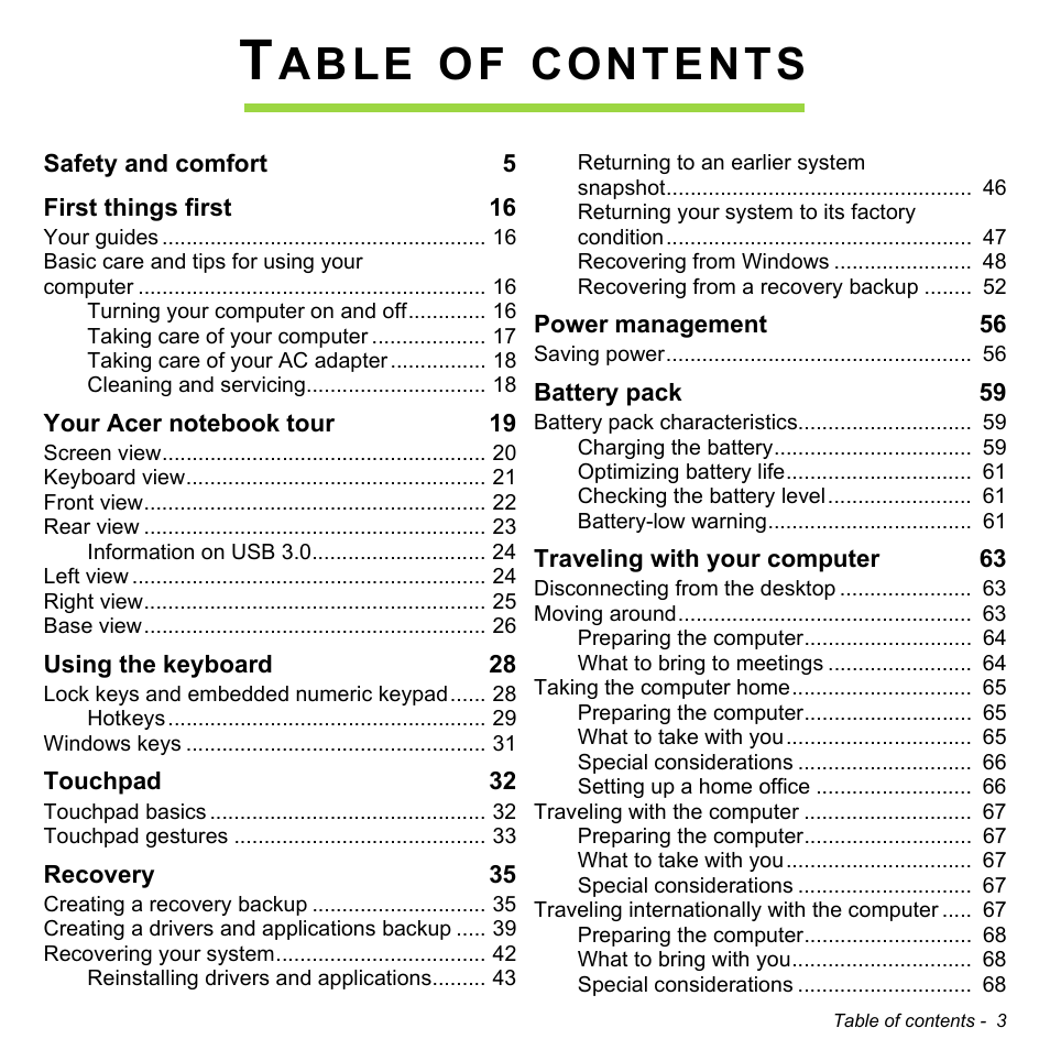 Acer Aspire M5-582PT User Manual | Page 3 / 103