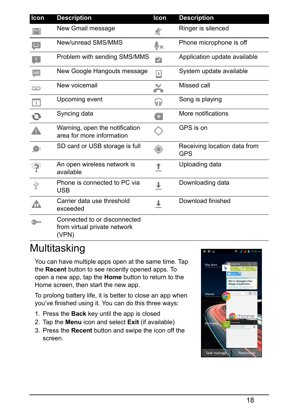 Multitasking | Acer Z150 User Manual | Page 18 / 65