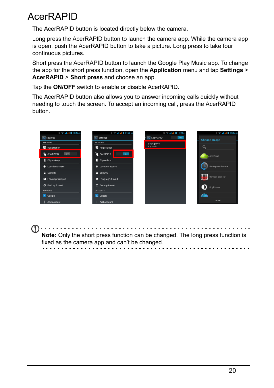 Acerrapid | Acer Z150 User Manual | Page 20 / 65
