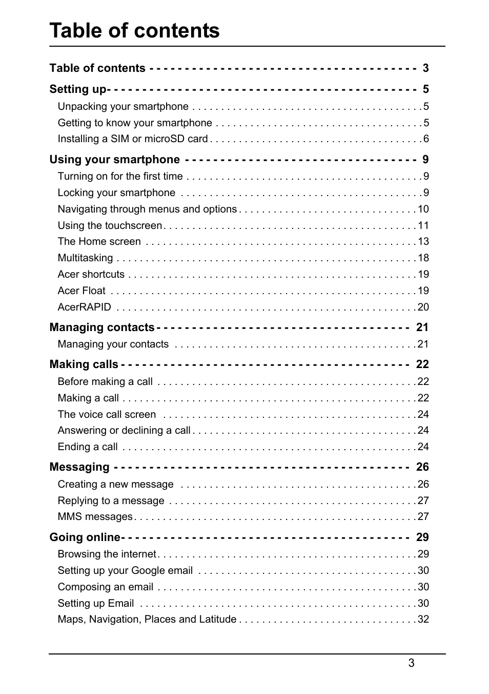 Acer Z150 User Manual | Page 3 / 65