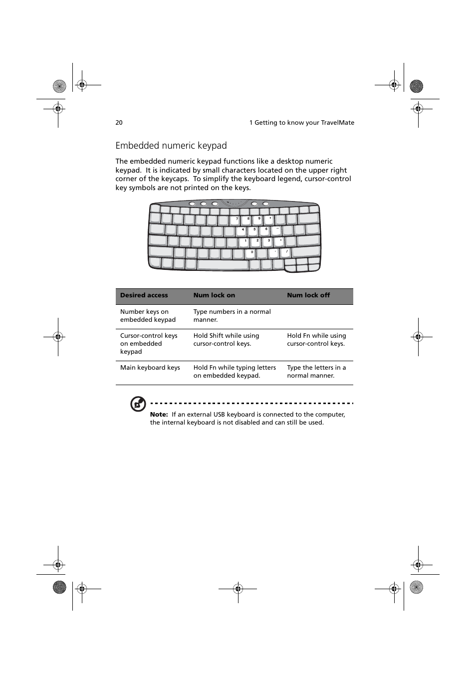 Embedded numeric keypad | Acer TravelMate C110 User Manual | Page 30 / 94