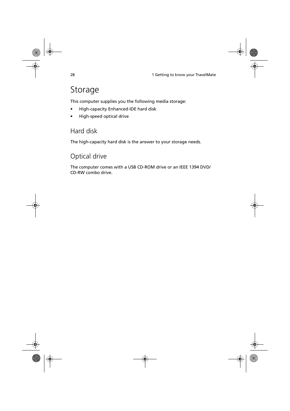 Storage, Hard disk, Optical drive | Acer TravelMate C110 User Manual | Page 38 / 94