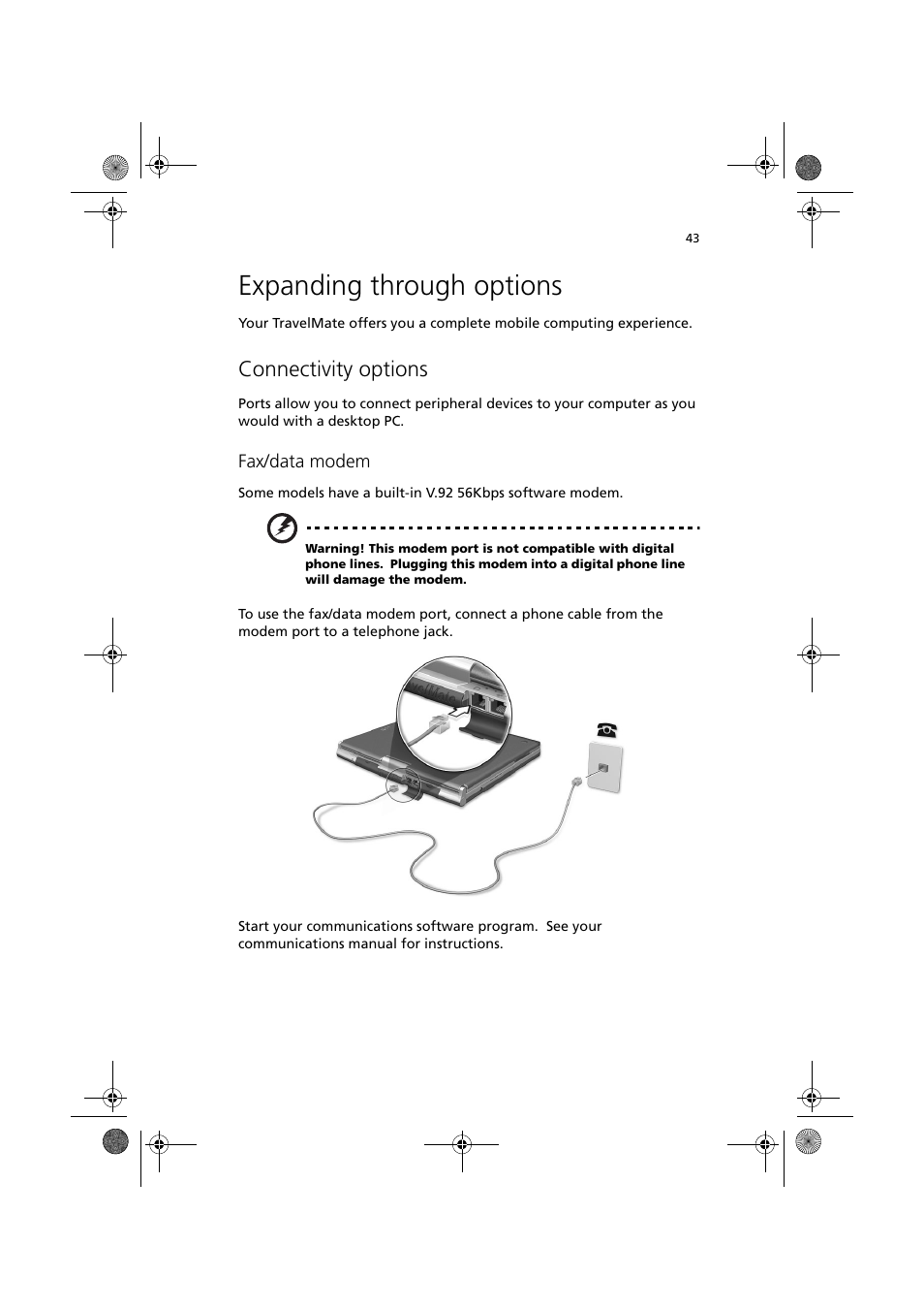Expanding through options, Connectivity options | Acer TravelMate C110 User Manual | Page 53 / 94