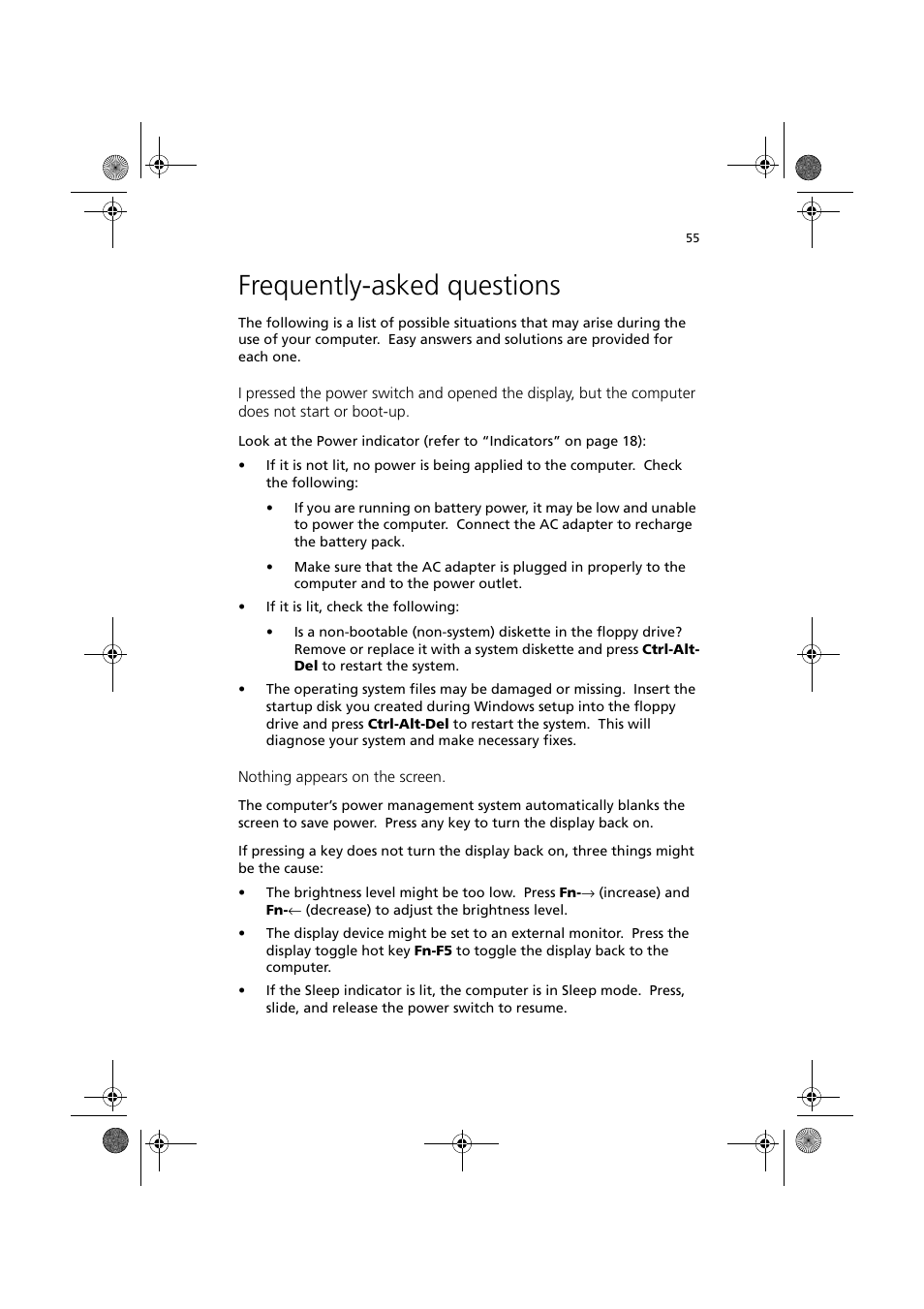 Frequently-asked questions | Acer TravelMate C110 User Manual | Page 65 / 94