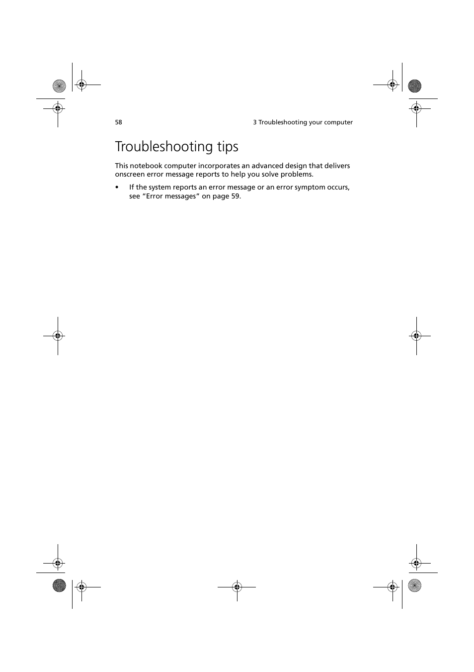 Troubleshooting tips | Acer TravelMate C110 User Manual | Page 68 / 94