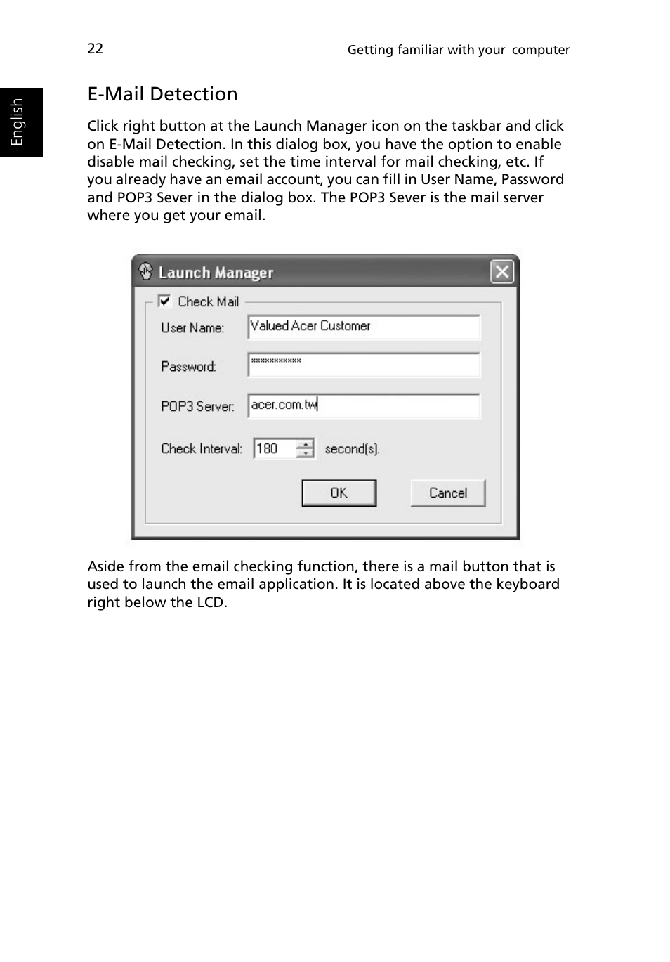 E-mail detection | Acer Ferrari 3400 User Manual | Page 32 / 109