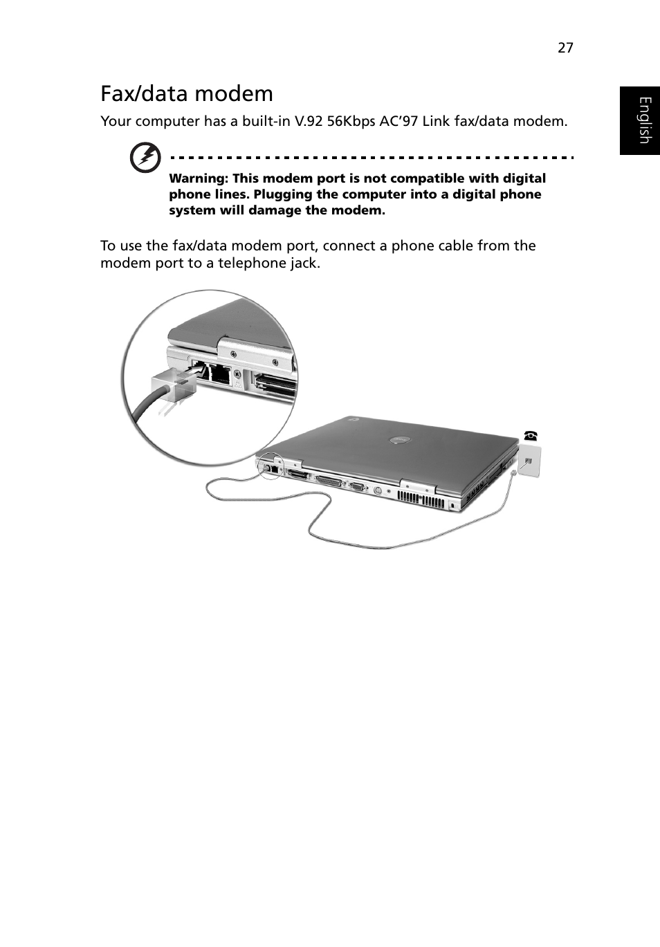 Fax/data modem | Acer Ferrari 3400 User Manual | Page 37 / 109