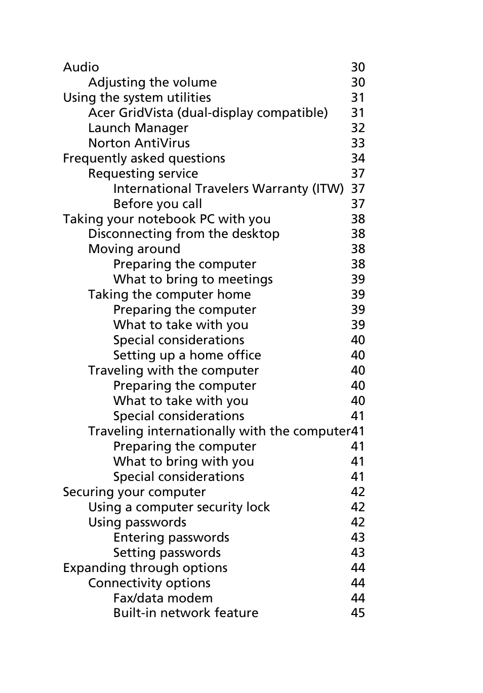 Acer TravelMate 4670 User Manual | Page 8 / 80