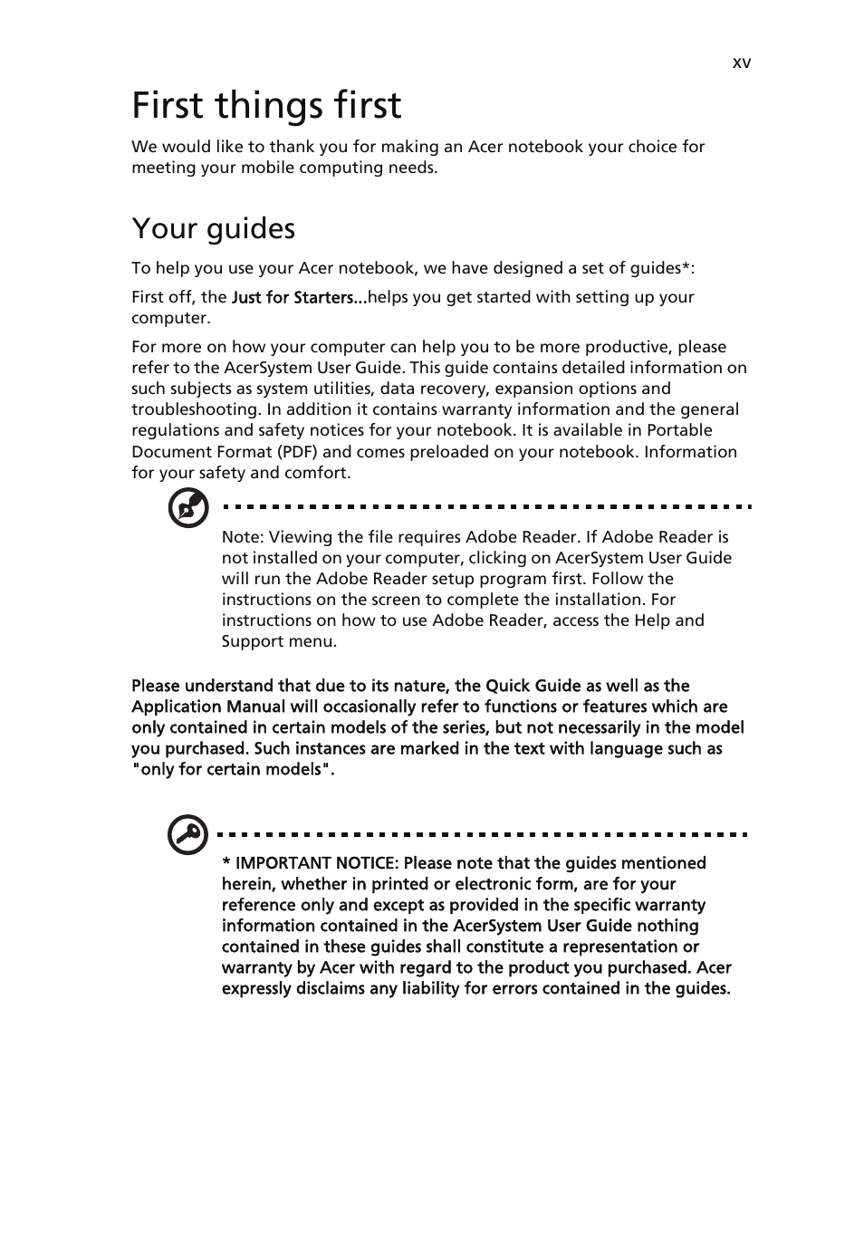 First things first, Your guides | Acer Extensa 5430 User Manual | Page 5 / 14