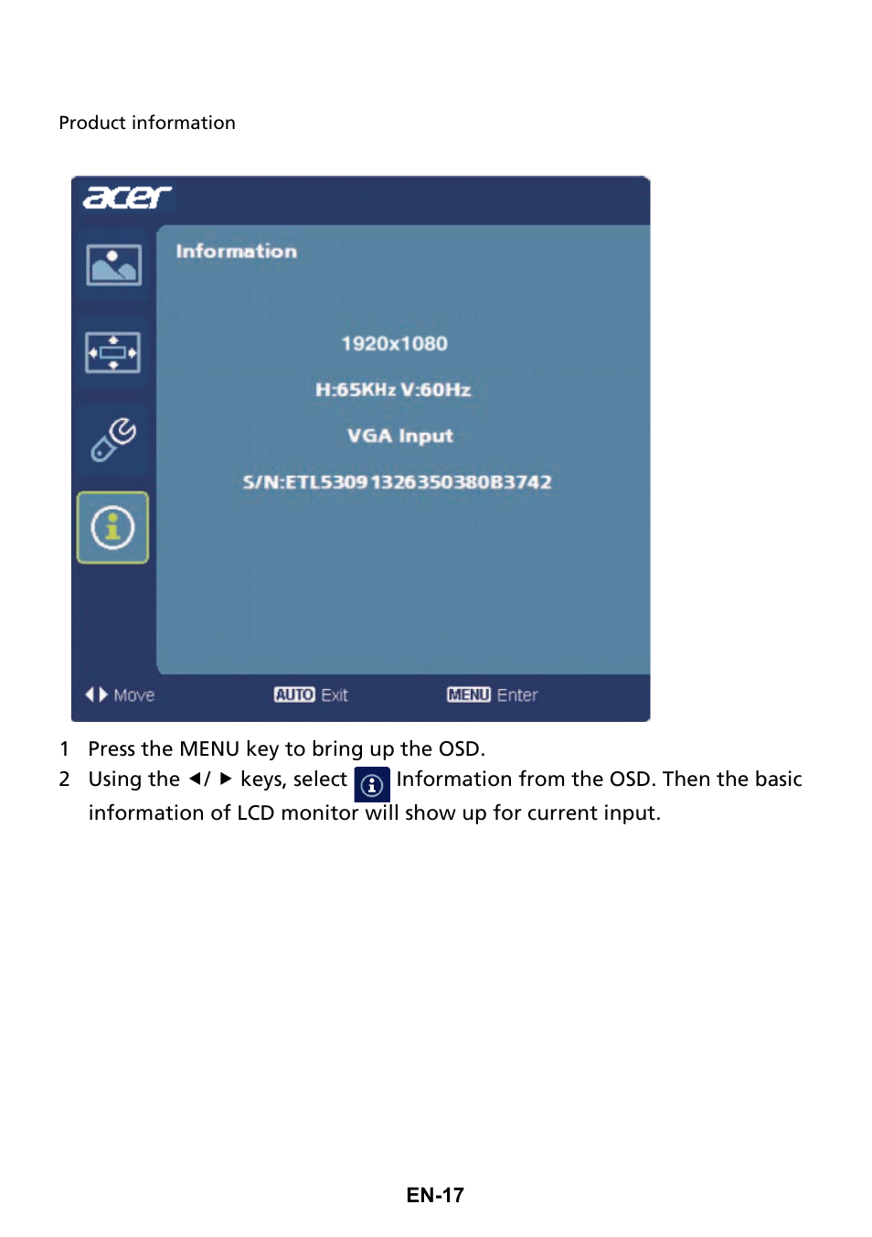 Acer G247HL User Manual | Page 26 / 31