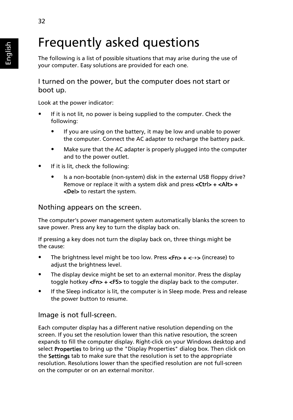 Frequently asked questions | Acer Aspire 5500Z User Manual | Page 44 / 92