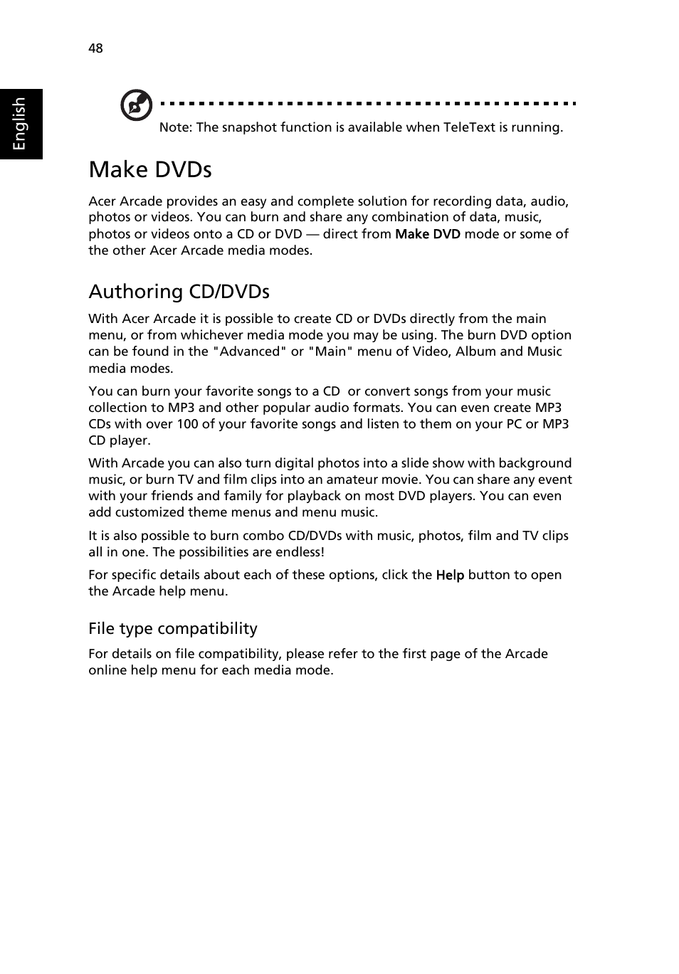 Make dvds, Authoring cd/dvds | Acer Aspire 5500Z User Manual | Page 60 / 92