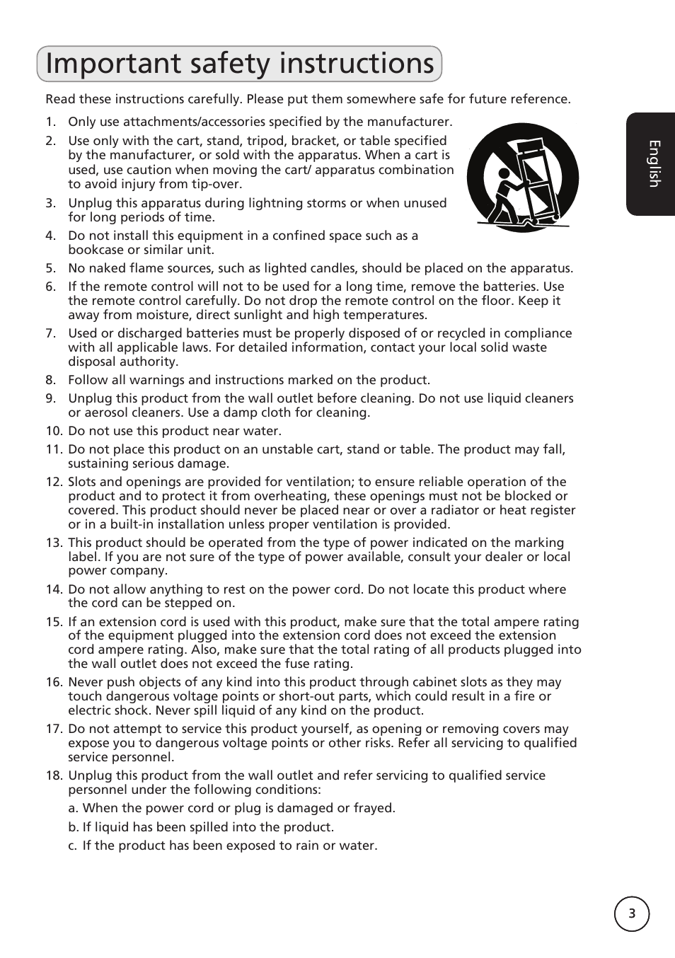 Important safety instructions | Acer AT3265 User Manual | Page 3 / 30