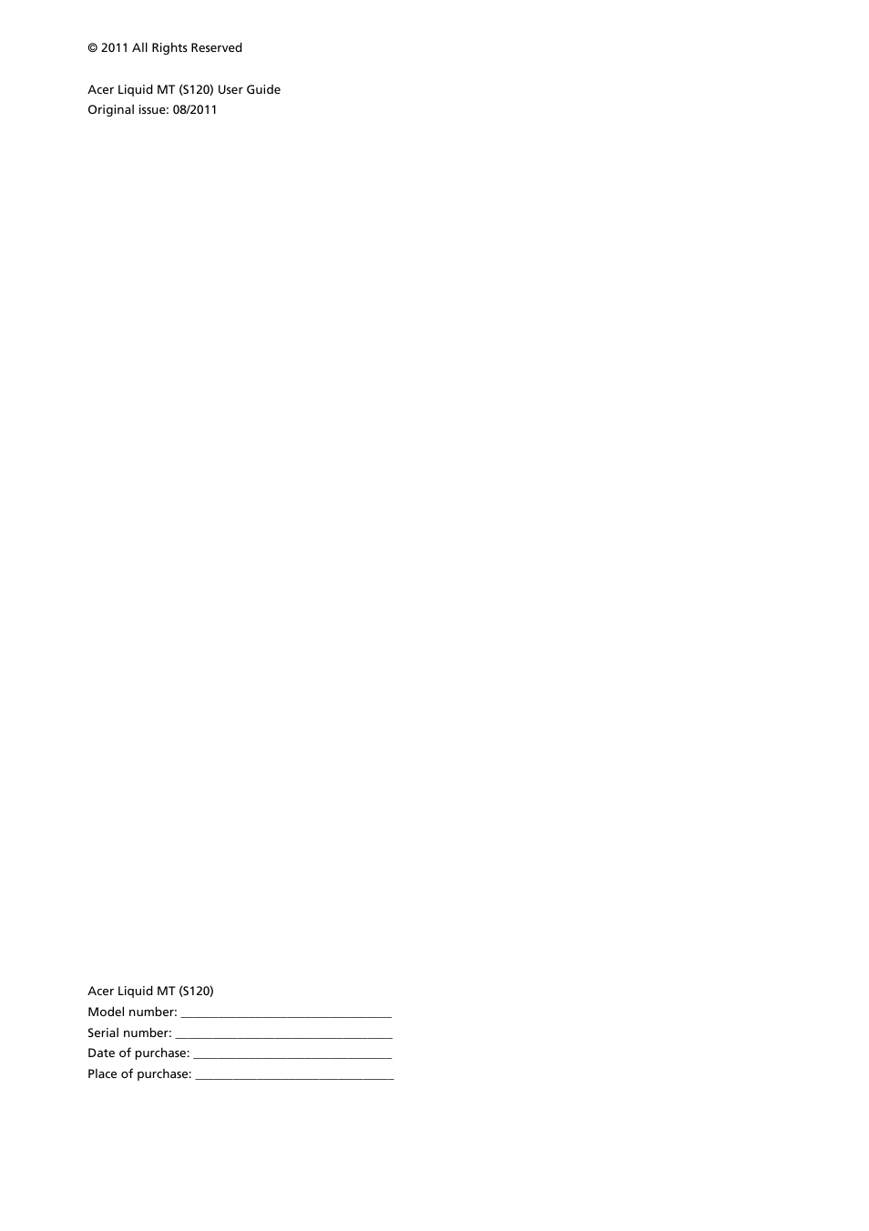 Acer Liquid MT S120 User Manual | Page 2 / 63