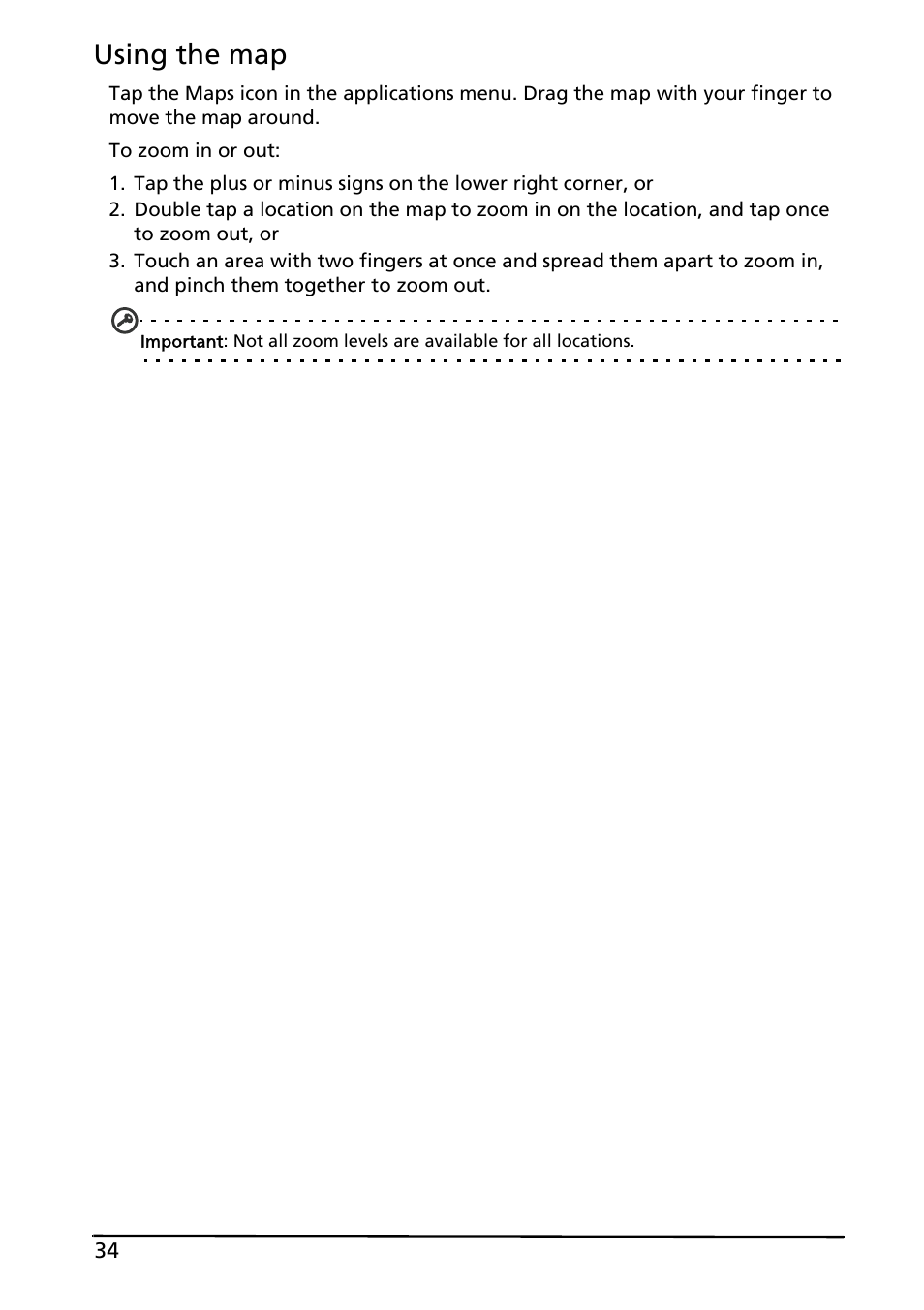 Using the map | Acer Liquid MT S120 User Manual | Page 34 / 63