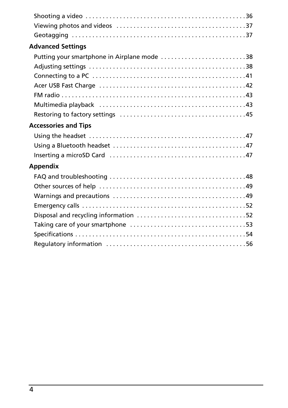 Acer Liquid MT S120 User Manual | Page 4 / 63