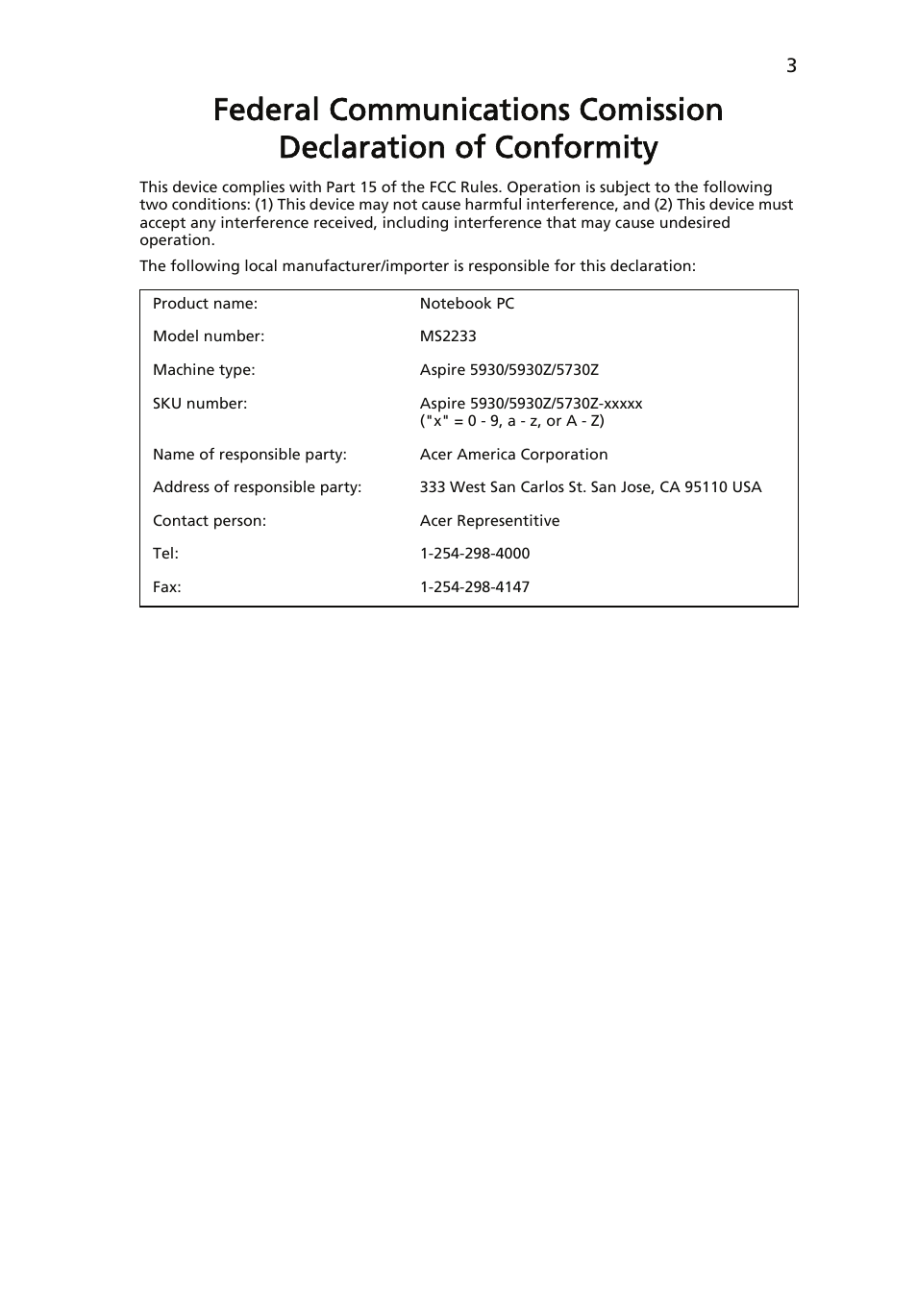 Acer Aspire 5930Z User Manual | Page 3 / 15