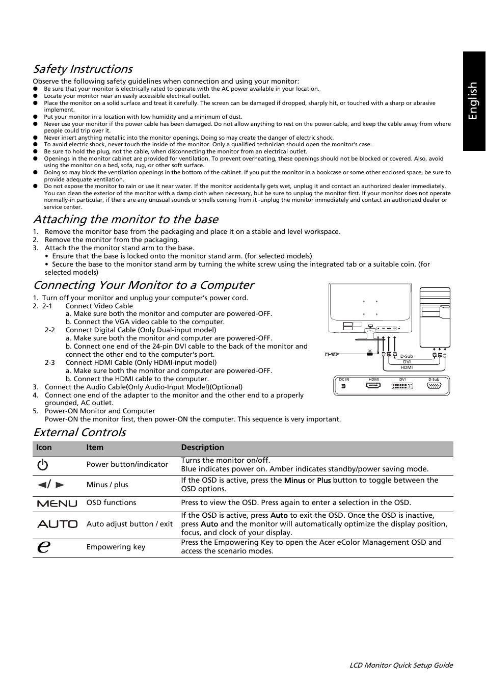 Acer S241HQL User Manual | 2 pages