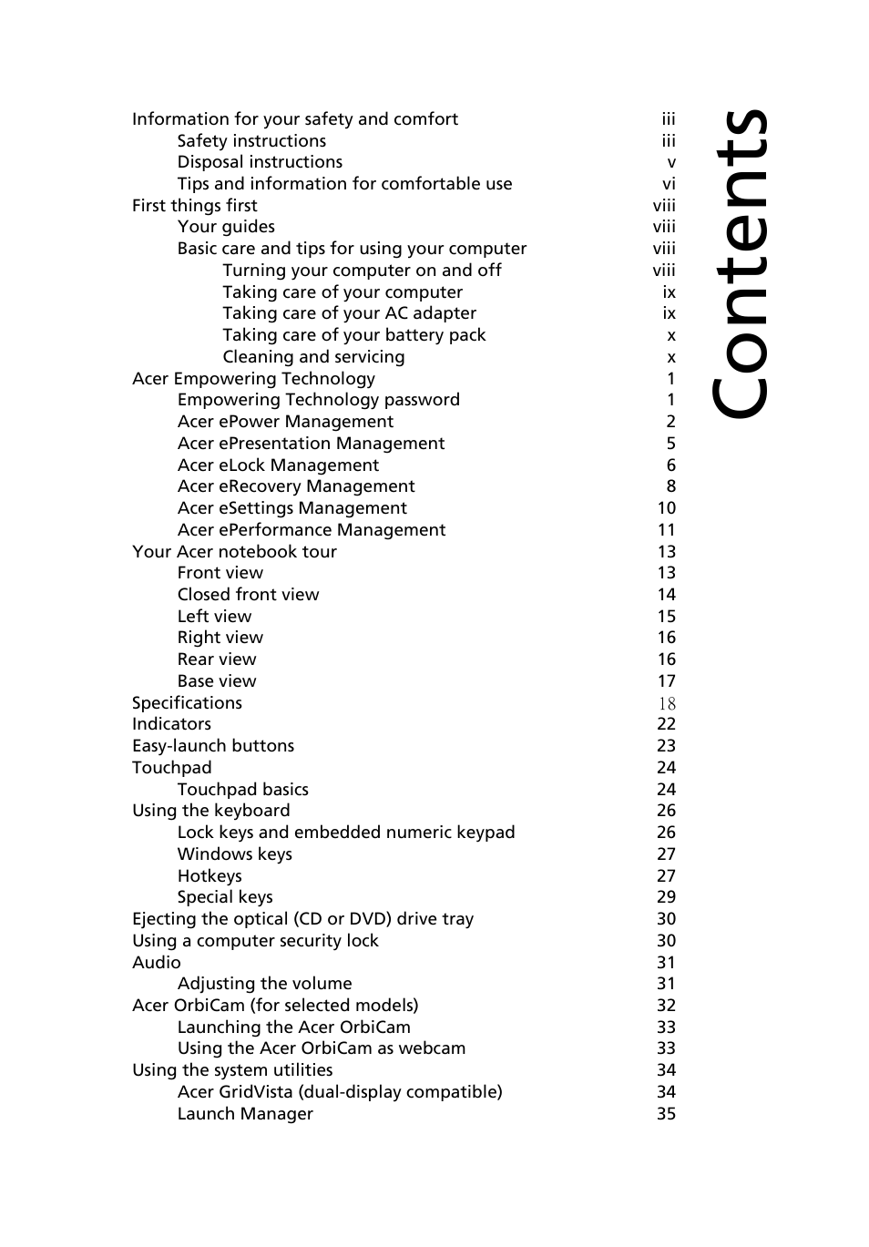 Acer TravelMate 2450 User Manual | Page 11 / 84