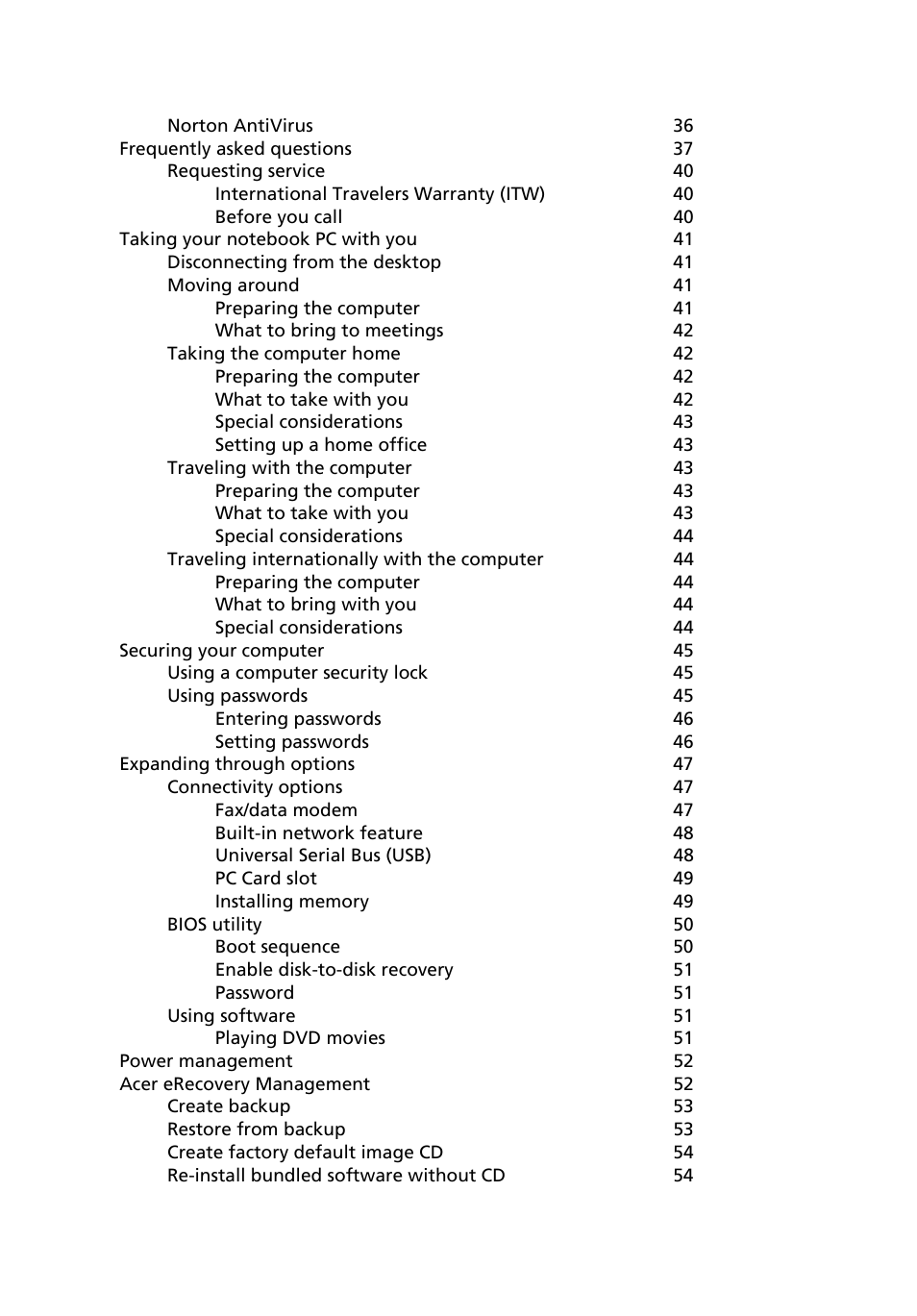 Acer TravelMate 2450 User Manual | Page 12 / 84