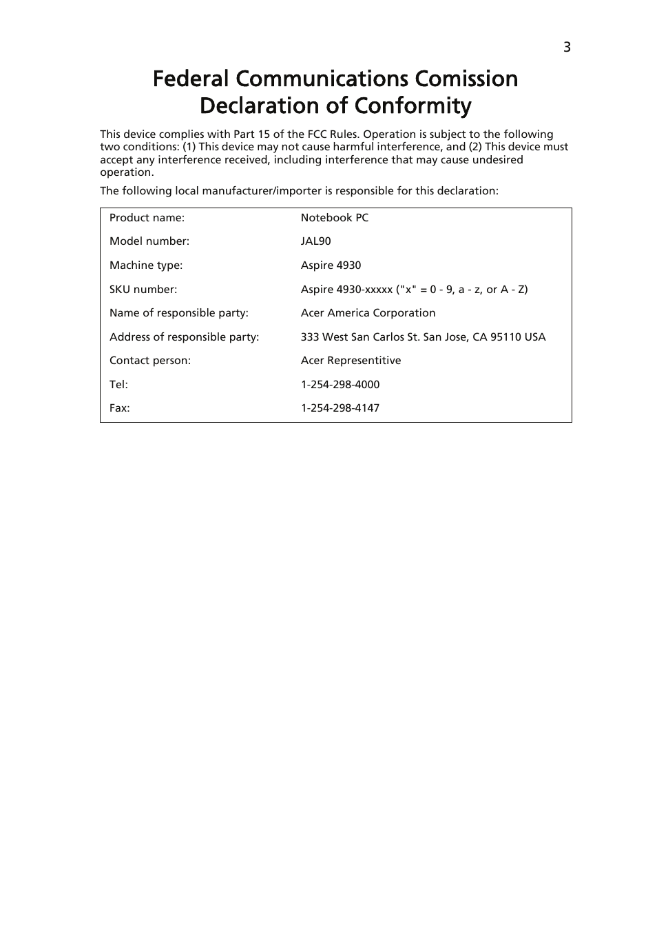 Acer Aspire 4930 User Manual | Page 3 / 15