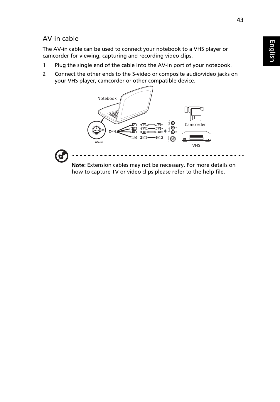 Eng lis h av-in cable | Acer Aspire 5737Z User Manual | Page 63 / 82
