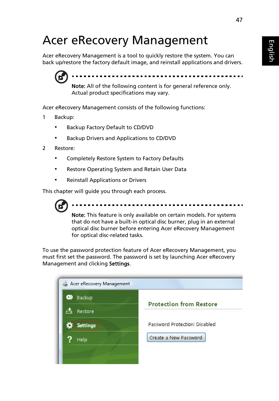 Acer erecovery management | Acer Aspire 5737Z User Manual | Page 67 / 82