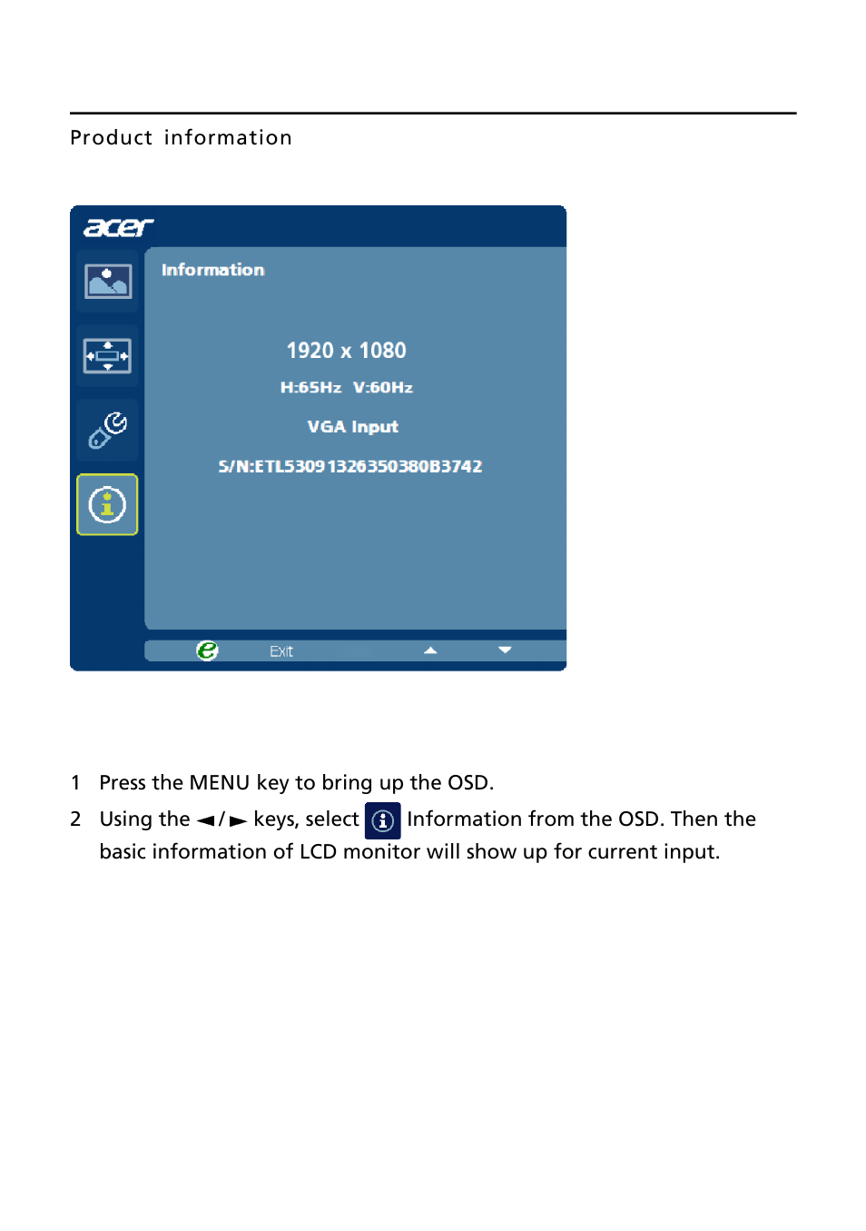 Acer P216HL User Manual | Page 19 / 23